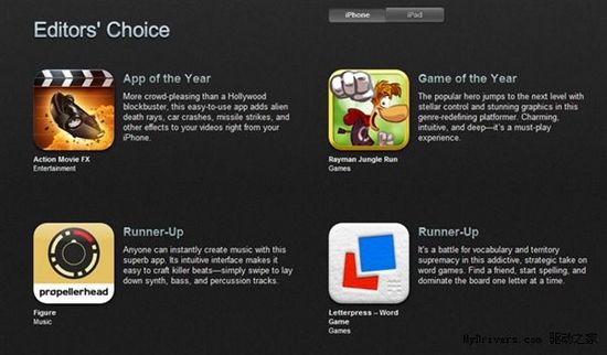蘋果APP Store 2012年度最佳應用出爐